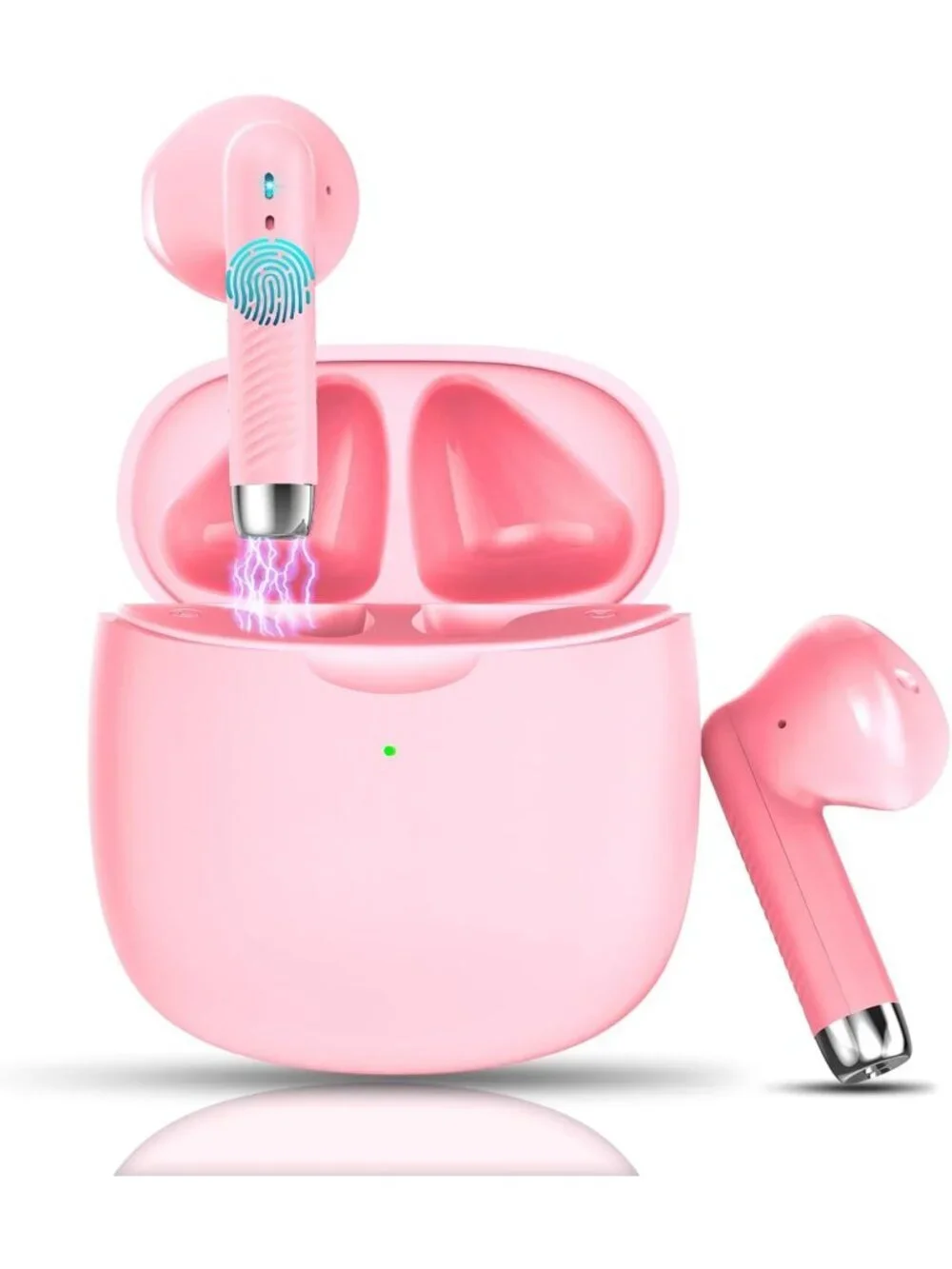 Wireless Light Pink Stereo Bass Ear Noise Cancelling Mic 32H Bluetooth Earbud